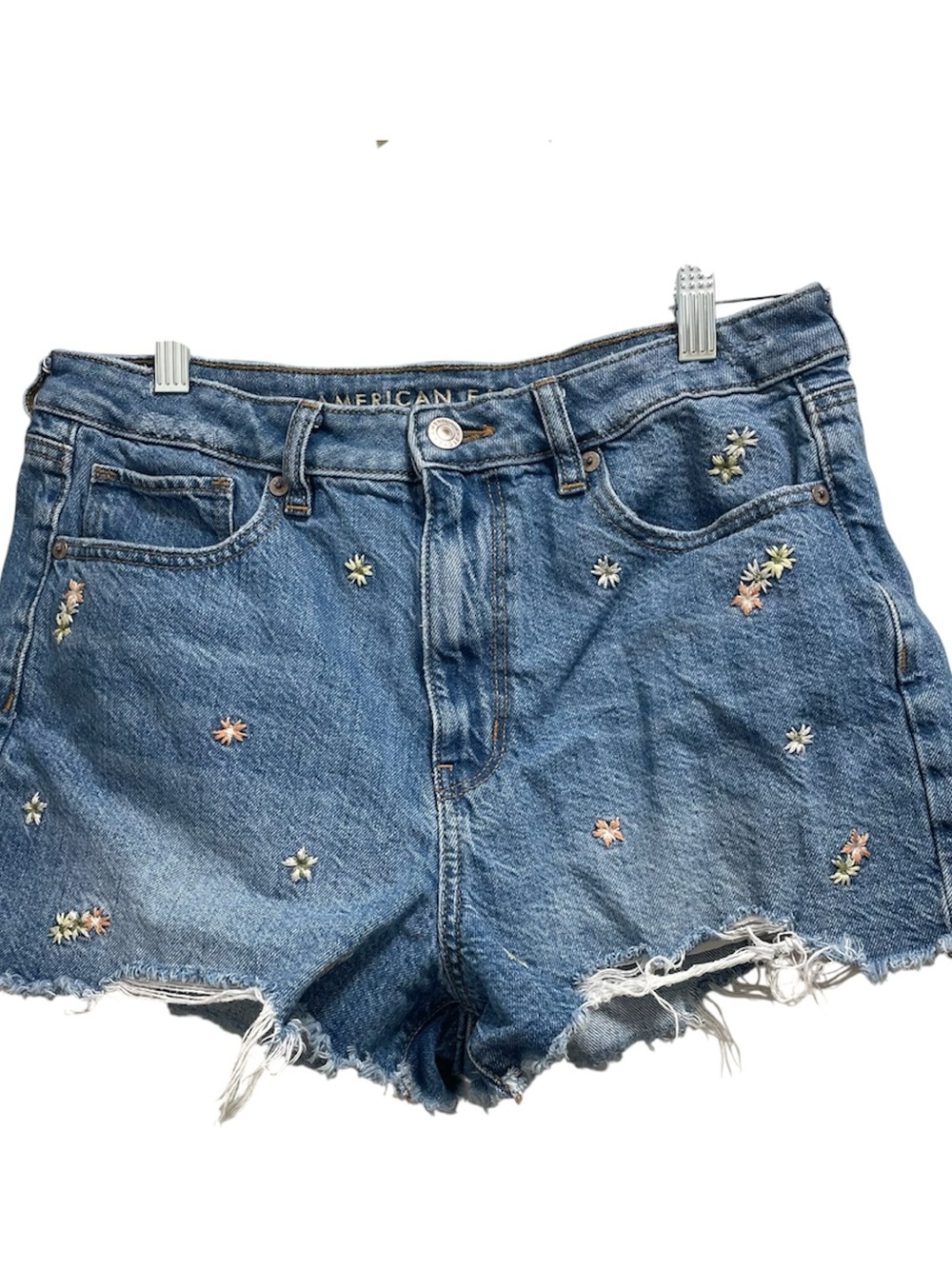 American Eagle Outfitters Blue Denim Floral Embroidered Jean Shorts Size 8